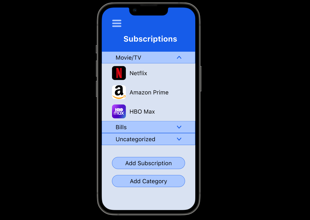 Subscription Tracker Screenshot